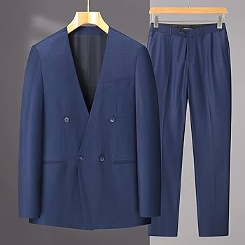 ジャケット・アウター Collarless Double Breasted Suit Jacket Amazon.com: MANYUBEI Men's Suits, 2 Piece Tuxedo Jacket